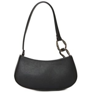 No Boundaries Black Shoulder Bag with Chain Accent